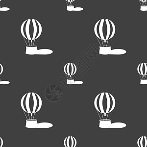 热气球图标标志 灰色背景上的无缝模式 韦克托航班乐趣自由闲暇旅行运输娱乐天空条纹插图图片