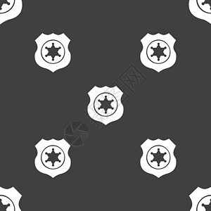 图标标志 灰色背景上的无缝模式 韦克托警察星星犯罪权威徽章插图夹子荒野治安法律图片