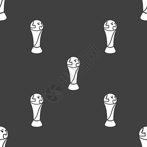 世界杯图标标志 灰色背景上的无缝模式 韦克托报酬成就元素胜利运动比赛冠军奖项竞赛仪式图片