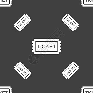 票图标标志 灰色背景上的无缝模式 韦克托录取座位商业插图节日网络入口足球剧院音乐会图片