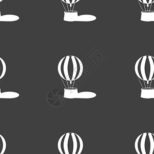 热气球图标标志 灰色背景上的无缝模式 韦克托闲暇插图航班条纹篮子空气自由乐趣运输旅行图片