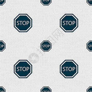 停止图标标志 具有几何纹理的无缝模式 韦克托警察驾驶法律大路插图注意力警告交通安全越野车图片