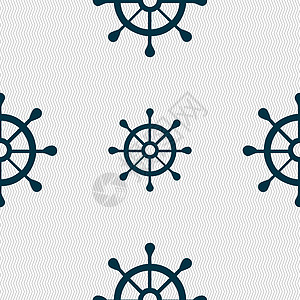 船舵图标标志 具有几何纹理的无缝模式 韦克托领航圆圈航海车轮旅行大篷车游艇插图帆船冒险图片