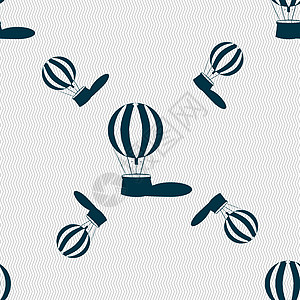热气球图标标志 具有几何纹理的无缝模式 韦克托条纹旅行娱乐乐趣空气自由闲暇运输插图冒险图片
