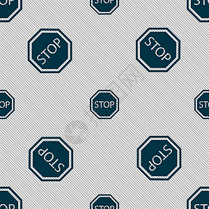 停止图标标志 具有几何纹理的无缝模式 韦克托越野车公共汽车插图操作警察说明安全速度警告罚单图片