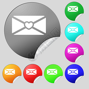 8个多色圆环按钮 贴纸 矢量 Victor地址网站运动圆圈信封白色网络邮政彩虹背景图片