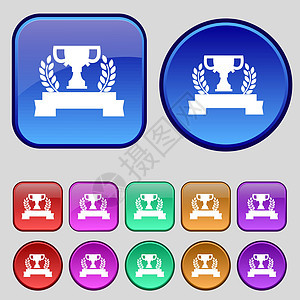 Trophy Cup 图标符号 您的设计需要一套12个复选按钮 矢量竞赛网络游戏冠军仪式报酬优胜者领导锦标赛用户图片