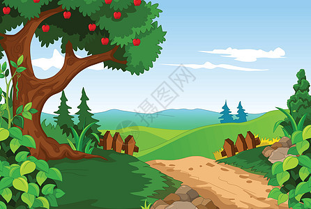 为你设计的美丽风景绘画树叶灌木丛树干礼物插图杂草绿色植物植物森林图片