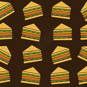 美味的三明治主题插图火腿沙拉夹子营养绿色小吃辣椒材料美食图片