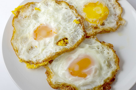 黑底煎鸡蛋美食白色盘子黄色蛋黄食物圆形油炸家禽黑色图片
