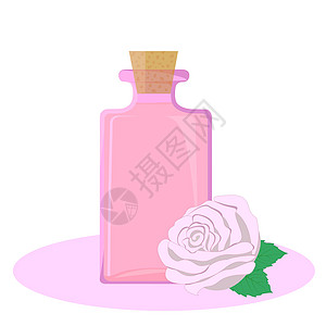 玫瑰基本石油温泉软木气味疗法芳香粉色瓶子小瓶香味液体图片