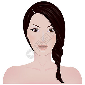 女孩的脸女性白色嘴唇棕色卷曲脖子女士胭脂发型化妆品图片