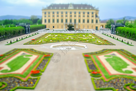 维也纳Shonbrunn宫全景观蓝色地标帝国公园纪念碑皇帝遗产住宅世界观光图片