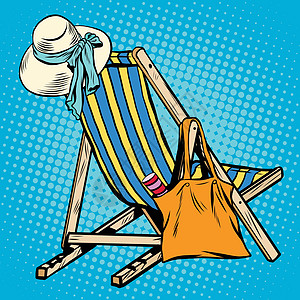 带沙滩用品的躺椅图片