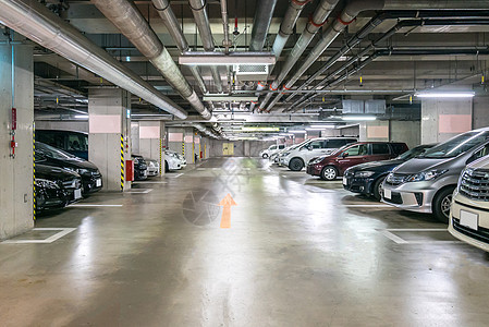 地下停车场线条运输石膏染料棕色仓库地面天花板白色灰色图片