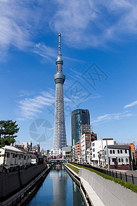 东京天树都市广播电视摩天大楼旅游景观旅行街道建筑蓝色图片