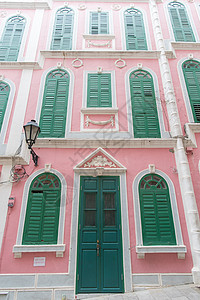 以粉红色葡萄牙风格和古董形式建造的传统象牙屋城市房屋旅游景观建筑学港口房子旅行粉色市中心图片