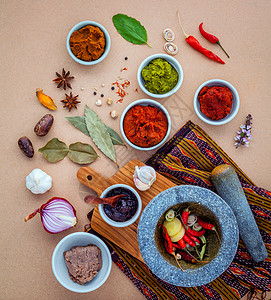 泰国食品的组分 烹饪原料香料品味草本植物八角香气收藏味道香菜胡椒芳香美食多样性图片