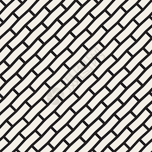 无矢量缝合的黑白黑色和白色砖层铺平对角线模式图片