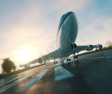 客机从跑道起飞旅游商业背景概念交通气氛速度飞机建造旅行引擎力量船运杠杆图片