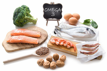 Omega 3 丰富食品种子蔬菜鲷鱼对虾食物鳀鱼核桃收藏亚麻海鲜图片