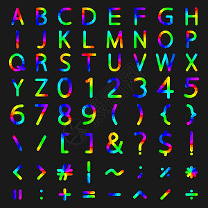 一组彩虹元素 矢量说明插图圆形电子网络计算器角落字体展示手表语言图片
