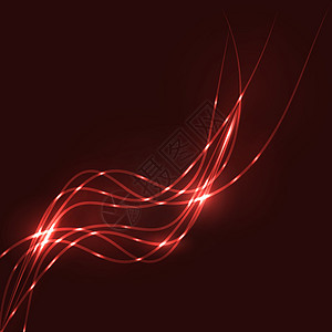 红色波浪光线摘要红色波浪背景背景插画