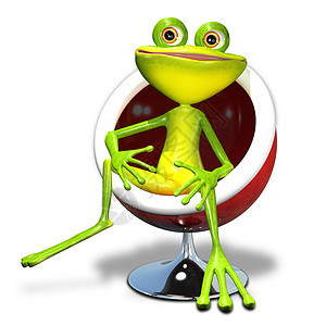 3d 红色椅子青蛙插图图片