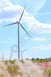 风力涡轮机绿色力量环境白色蓝色涡轮活力风车金属旋转图片