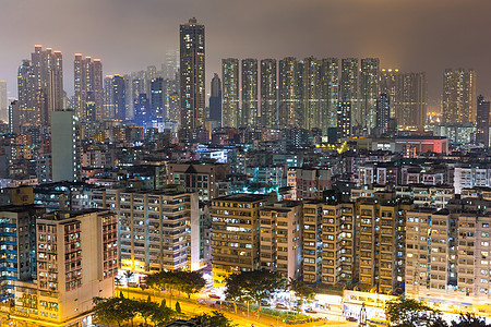 香港住宅楼夜间办公时间晚上市中心天际工作建筑学景观游客日落反射公寓天空图片