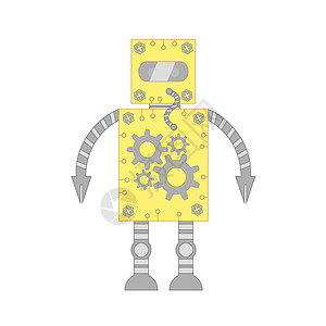 机器人黄色齿轮技术电子人卡通片智力机械动物仆人助手背景图片