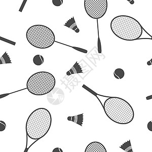 运动无缝背景矢量图墙纸绘画球拍游戏矢量比赛羽毛球娱乐网球活动图片