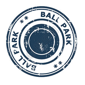 Ball 公园商业业务概念橡胶邮票背景图片