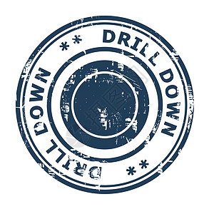 Drill Down商业概念橡胶邮票图片