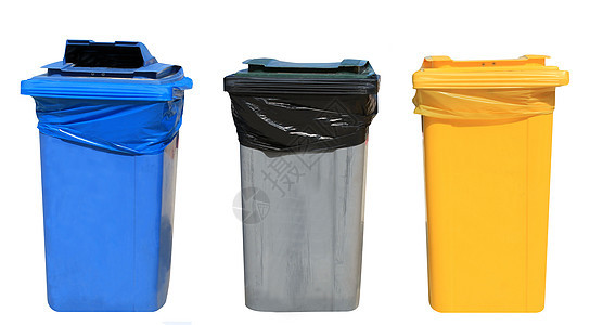 套回收垃圾箱环境保护摄影水平黄色组织容器垃圾桶塑料灰色集装箱图片