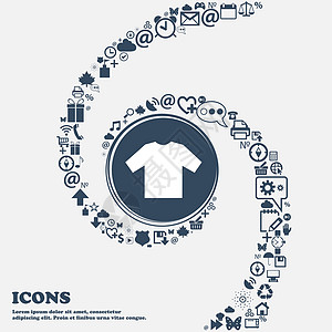 t恤在中间的图标符号 围绕螺旋旋转的许多美丽的符号 您可以在设计时分别使用 矢量(Victor)图片