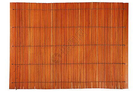 白边上被孤立的橙色棕褐旧竹子垫子图片