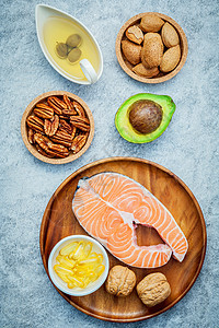 选择食物来源的欧米茄3和非饱和脂肪养分饮食坚果脂肪美食食品烹饪小吃营养核心图片