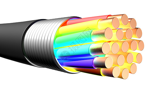 白色背景上的电缆 特写u管子红色宏观力量塑料技术曲线电工蓝色导体图片