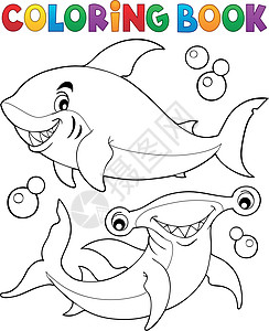 两条鲨鱼的彩色书图片