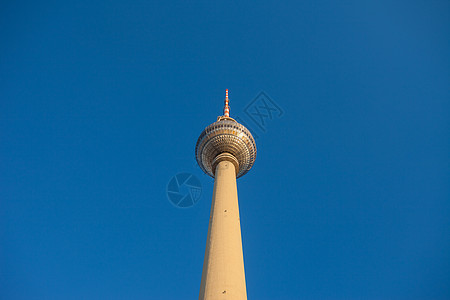 Fernsehturm电视塔 柏林亚历山大广场蓝天天空广播树木电视首都戏剧性太阳晴天阳光图片