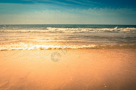 海浪冲撞海滩海岸线贝壳海洋波浪支撑天空冲浪图片