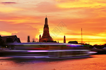 曼谷夜间文化地方河岸吸引力日落天空建筑学假期景观宗教图片