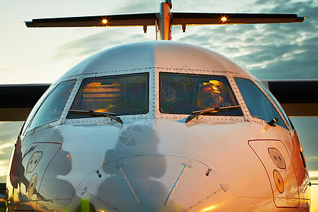飞机驾驶舱飞机场控制航天工业队长日出日落运输客机阴影地勤图片