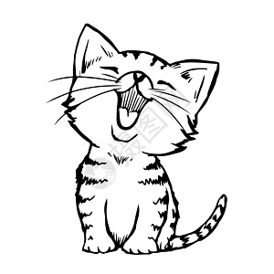 老虎和猫Cat Kitten 手工绘画动物朋友老虎宠物插图猫咪哺乳动物涂鸦毛皮兽医背景