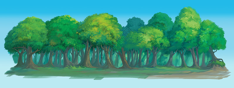 森林绿色阳光季节踪迹丛林公园绘画叶子故事木头背景图片