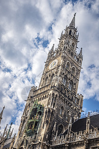 慕尼黑市政厅历史性天空建筑地标旅游正方形建筑学蓝色文化城市图片