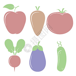 蔬菜图形插图绘画茄子黄瓜食欲萝卜食物艺术水果图片