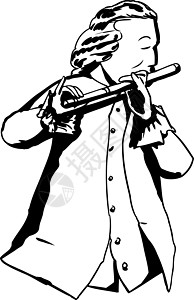 十八世纪玩长笛的人的轮廓图片