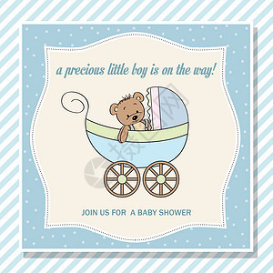 带有婴儿婴儿婴儿和泰迪熊的洗澡卡图片